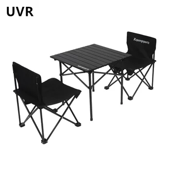 UVR Yeni Açık Katlanır masa ve Sandalyeler Set Ultra-hafif Piknik Ekipmanları Seyahat Taşınabilir Alüminyum Kamp Masa ve Sandalyeler