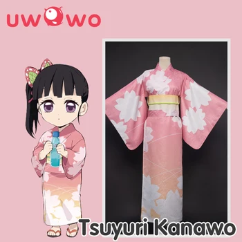 UWOWO Tsuyuri Kanawo Cosplay Anime iblis avcısı Kimetsu hiçbir Yaiba Tsuyuri Kostüm Yaz Versiyonu Kimono Kıyafet Kadınlar Cadılar Bayramı