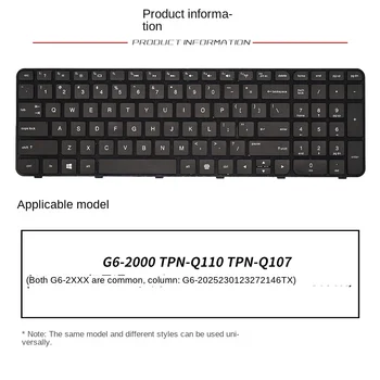 Uygulanabilir HP yedek malzemesi G6-2000 2302T X 2146T X 2328T X 2145T X TPN-Q110 Q107 Laptop klavye