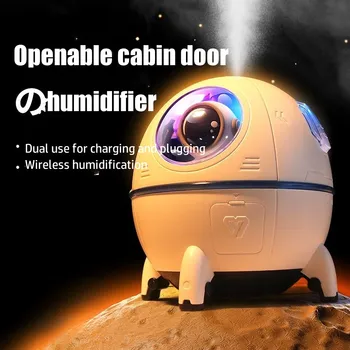 Uzay kapsülü Hava Nemlendirici USB Ultrasonik serin Mist Aromaterapi Su Difüzör ile led ışık Astronot Humidificador