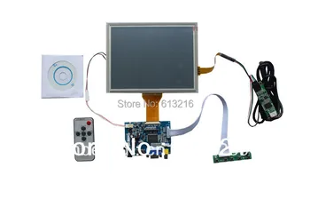 VGA+ AV LCD sürücü panosu+EJ080NA-05A 800*600 +Uzaktan kumanda ve alıcı + kablo ile OSD tuş takımı + dokunmatik panel