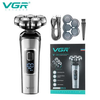 VGR Tıraş Makinesi Elektrikli Tıraş Makinesi Profesyonel Tıraş Makinesi Su Geçirmez Sakal Düzeltici dijital ekran Tıraş Makinesi Erkekler için V-385