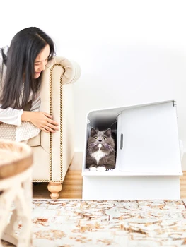 Villa çöp tepsisi Akıllı Kedi Tuvalet Tamamen Kapalı Kutu Koku Giderme Anti-splash Büyük Boy Kum Kaka Lazımlık