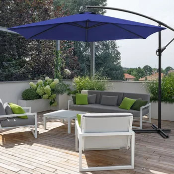 Vineego 10 FT Ofset Konsol Şemsiye Eğimli Ayarlanabilir Asılı Açık Pazar Veranda Şemsiye, çeşitli Renkler Mevcuttur
