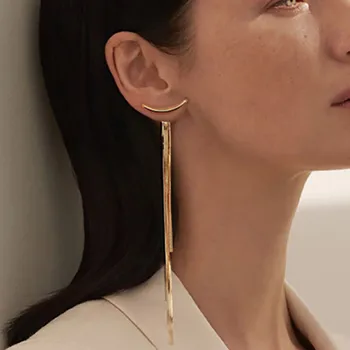 Vintage Bar Uzun İplik Püskül Damla Küpe Kadınlar için Parlak Ark Geometrik Kore Küpe moda takı 2020 Yeni