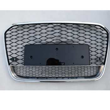 W / LOGO Audi A6 / S6 C7 2012 2013 2014 2015 Araba Aksesuarı Ön Tampon ızgarası Merkezi Panel Üst ızgara (RS6 tarzı)