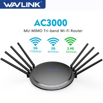 Wavlink Tam Gigabit AC3000 Kablosuz WIFI yönlendirici / Tekrarlayıcı MU-MIMO Tri-band 2.4 / 5GHz Akıllı Wi-Fi Yönlendirici Touchlink USB 3.0 İle