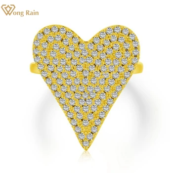 Wong Yağmur 100 %925 Ayar Gümüş Yüksek Karbonlu Elmas Taş Güzel Takı Açık Ayarlanabilir Kalp Alyans Toptan