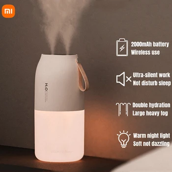 Xiaomi Çift Püskürtücü Hava Nemlendirici 2000mAh USB şarj edilebilir pil Kablosuz Aroma Mist Maker Sisleyici difüzör ışık Umidificador