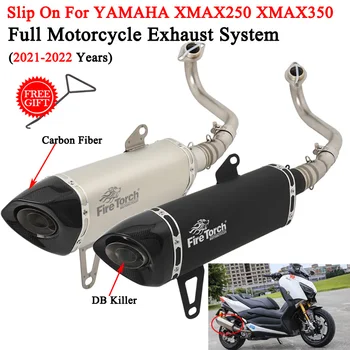 Yamaha XMAX250 XMAX300 XMAX 250 300 21-22 Tam moto rcycle Egzoz Sistemi Kaçış Modifiye Karbon Fiber Moto Susturucu DB Killer