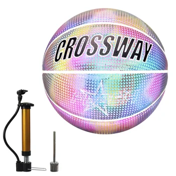 Yansıtıcı Basketbol Topu aşınmaya dayanıklı Aydınlık Gece Lambası Topu Basketbol Parlayan Basketbol Topu Pin Pompası İle