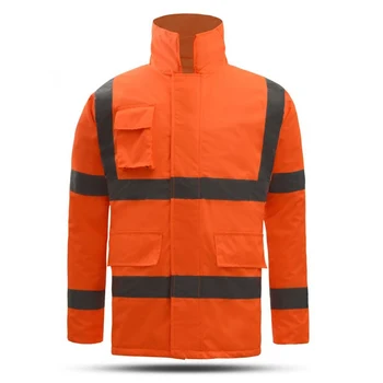 Yansıtıcı Şeritli Erkekler için Yüksek Görünürlüklü Güvenlik Ceketi Ön Fermuarlı ve Cepli Su Geçirmez Rüzgar Geçirmez Kapüşonlu Ceket