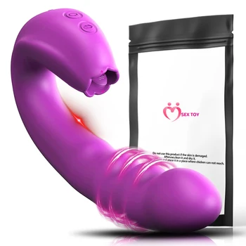Yapay penis Vajinal Titreşimli Stimülatör Seks Oyuncakları Kadın İçin Klitoral Yalama Dönen G Noktası Vibratör Kadınlar İçin 3 İn 1 Klitoris Dil