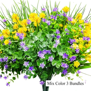 Yapay çiçekler Açık UV Dayanıklı Plastik Sahte Bitkiler Düğün Ev Bahçe Dekorasyonu Duvar Masa Dekorları Aksesuarları