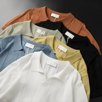 Yaz Lüks İş polo gömlekler Erkekler 2023 Yeni Yaka Rahat Moda Kısa Kollu Erkek Polo Marka Baggy Erkek Giyim B144