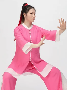 Yaz Tai Chi Giysileri Wushu Giyim Kung Fu Elbise Dövüş Sanatı Üniforma Orta Kollu Nefes 2022 Yeni Stil Ücretsiz Kargo