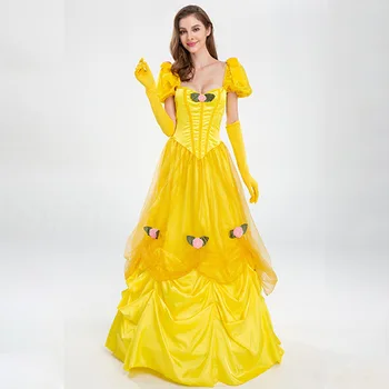 Yeni Cadılar Bayramı Elbise Güzellik ve Beast Prenses kadın Doğum Günü Partisi Cosplay Performans Kostüm Sahne Drama Performans Kostüm