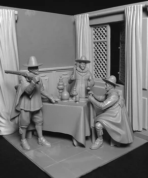 Yeni Demonte 1/24 antik ekip dahil 3 adam sahne reçine Şekil Boyasız model seti