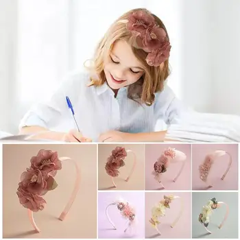 Yeni El Yapımı Moda Sevimli İnci Tüy çiçekli saç bantları Parti Şapkalar Düğün Taç Çiçek saç bandı