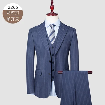 Yeni erkek high-end (takım elbise + yelek + pantolon) ingiliz düğün parti Kore versiyonu ince yakışıklı iş moda üç parçalı set