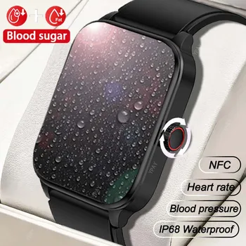 Yeni erkek sağlığı smartwatch EKG + PPG Kan şekeri Kan oksijen izleme NFC Bluetooth Çağrı HRV İzleme kadın smartwatch