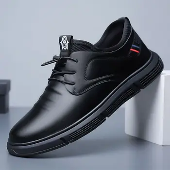 Yeni İş erkek Rahat deri ayakkabı Nefes platform ayakkabılar Erkekler için Yaz Dantel-up Loafer'lar Erkek Sneakers Tenis Masculino