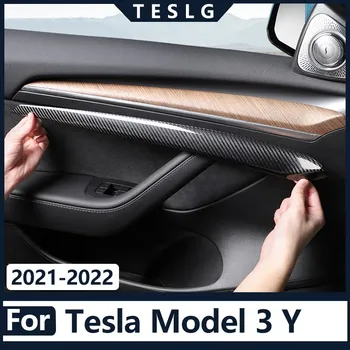 Yeni Karbon Fiber Araba İç kapı pervazı Tesla Modeli 3 Y 2022-2017 İç Modifikasyon Aksesuarları Koruma Sticker