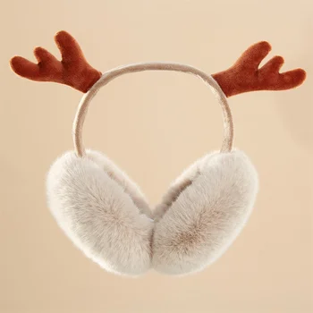 Yeni Kırmızı Geyik Boynuz Earmuffs Kahverengi Katlanabilir Yanlış Tavşan Saç Kulak Sıcaklık noel hediyesi Eşi için Çocuk Hediye