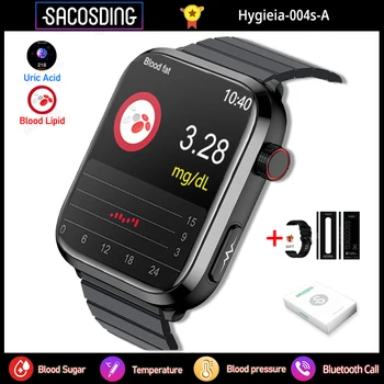 Yeni Noninvaziv Kan Şekeri akıllı saat Sağlık Kan Lipid Ürik Asit Monitör EKG + PPG Spor İzle akıllı Bluetooth Çağrı Smartwatch