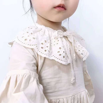 Yeni Rahat kadın Şal Yaka Dantel Yaka Saf Renk İçi Boş Gömlek Bluz Kazak Aksesuarları Küçük Kızlar için LL@17