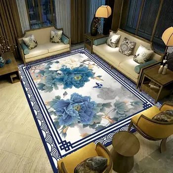 Yeni Çin Tarzı oturma odası halısı kanepe Mat Çiçek Klasik Ev Dekor Çalışma Odası Başucu Büyük Alan Kilim Odası Yıkanabilir