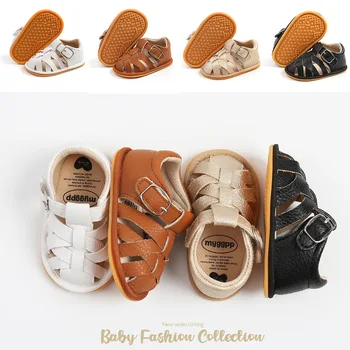 Yenidoğan Bebek Erkek Kız Yaz Sandalet Bebek Ayakkabıları Kauçuk Yumuşak Taban Kaymaz Yürümeye Başlayan İlk Yürüteç Bebek Beşik Ayakkabı