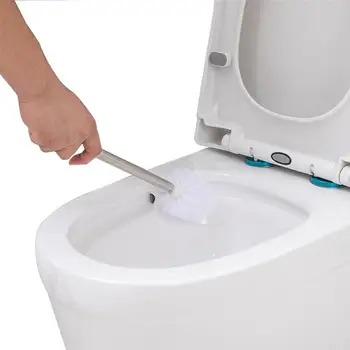 Yumuşak Kıllar Tuvalet Fırçası Çizilmez paslanmaz çelik saplar Banyo Fırçası Temizleme Aracı 360 Derece Derin Temiz