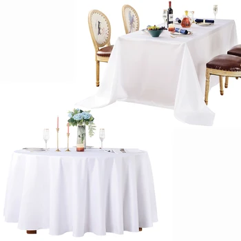 Yüksek Kaliteli Düğün Masa Örtüsü Beyaz Yıkanabilir Masa Örtüsü Sergi Yuvarlak / Dikdörtgen Saten Masa Örtüsü Mutfak Yemek Otel