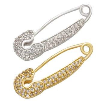 ZHUKOU altın renk CZ kristal broş pin kadınlar için kış giysileri 2020 moda yaratıcı broş pin hoop küpe model: VX6