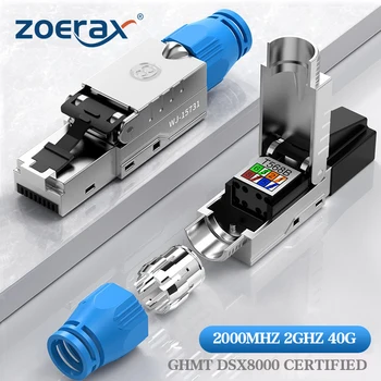 ZoeRax Cat6a Cat8 Ethernet Kablosu Konektörü RJ45 Metal Aletsiz Kolay Sonlandırma fişi Korumalı Katı LAN Kablosu 22AWG-24AWG-1PCS