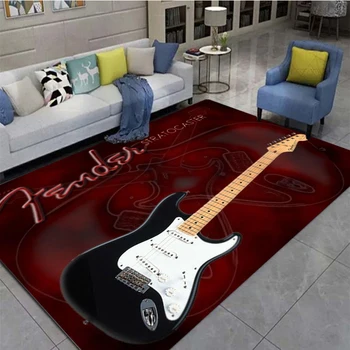 Çamurluk gitar logo baskılı halı, ses geçirmez ped müzik odası zemin, dekoratif halı oturma odası, yatak odası, mutfak, banyo