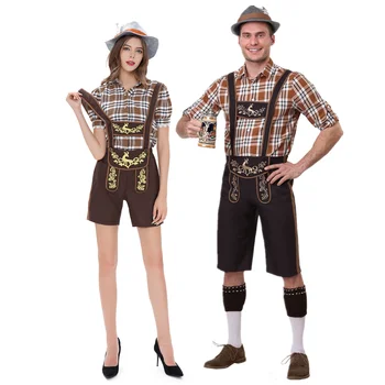Çiftler Oktoberfest Kostüm Geleneksel Alman Bavyera Bira Geçit Tavern Barmen Garson Cosplay Giyim Erkek Kadın