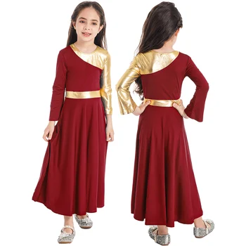 Çocuk Kız İbadet Liturjik Övgü Dans Elbise Uzun Kollu Rahat Gevşek Elbise Kilise Giyim Lirik Dans Kostümleri 2022 Yeni