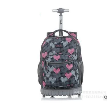 çocuklar 18 inç Tekerlekli Çanta okul arabası çantası kızlar için Arabası sırt çantası tekerlekler Üzerinde Okul sırt çantası gençler için çanta