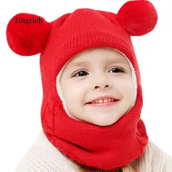 Çocuklar Kış Şapka Kulaklar Kız Erkek Çocuk Sıcak Kapaklar Eşarp Seti Bebek Kaput Eşarp Enfant Örme Sevimli Şapka Kız Erkek Kasketleri