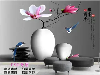 özel duvar Kağıdı duvarlar için rulo Çin tarzı vazo manolya çiçek ev dekor odası 3d fotoğraf duvar kağıdı duvar