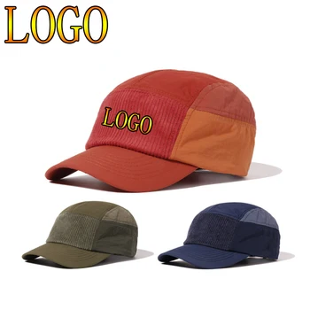 Özel Logo Unisex Kadife beyzbol şapkası Açık Erkekler Hop Ayarlanabilir Kamyon Şoförü Kapakları Beş Yapraklı Şapka Renk Eşleştirme Şapkalar