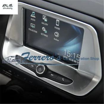 Ücretsiz kargo 1 adet ABS krom navigasyon panel dekorasyon kapak araba aksesuarları 2016-2017 Chevrolet Camaro İçin