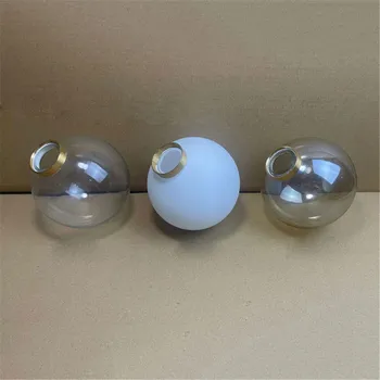 Şeffaf Beyaz 4cm açılış cam gölge değiştirme için metal iplik ile E27 vida soket tutucu D13cm küre cam abajur kapağı
