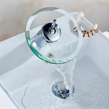 Şelale Musluk musluk bataryası Krom Cilalı Cam Kenar Musluk Su Giriş Borusu Musluk Lavabo Banyo İçin