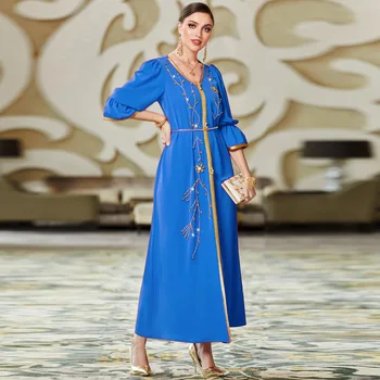 BA3071 Orta Doğu Müslüman Ziyafet Yeni El dikişli Elmas Darı Boncuk Ağır Sanayi Elbise Moda kadın Giyim